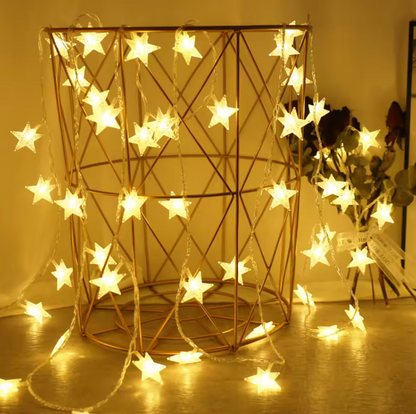 StellarGlow Fairy Star Lights™ – Warm LED Star String Lights